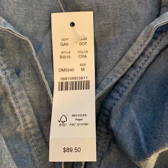 J. Crew Tie-neck cotton-poplin chambray cotton top. SOLD OUT ONLINE - Picture 7 of 7